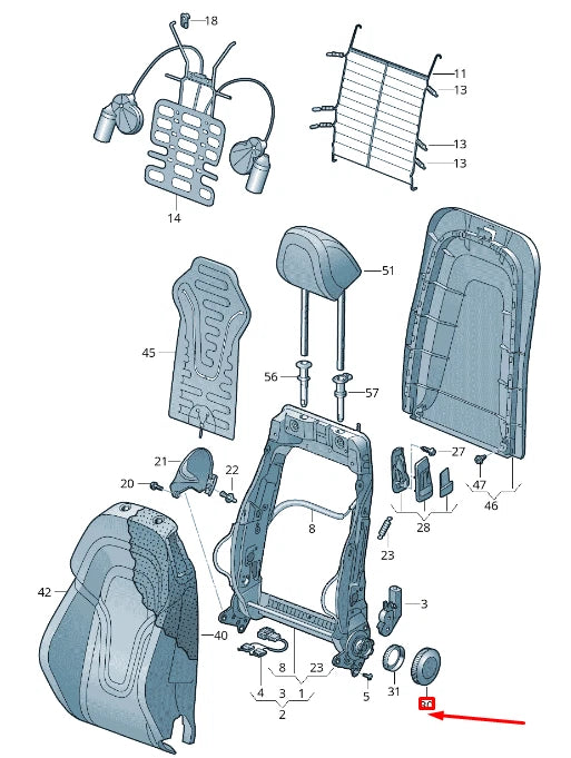 NEW VOLKSWAGEN GOLF 5G MK7 FRONT SEAT SETTING KNOB 8P0881671EP5 ORIGINAL