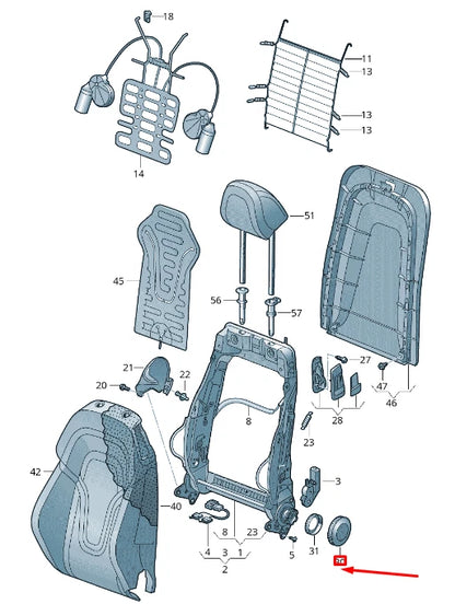 NEW VOLKSWAGEN GOLF 5G MK7 FRONT SEAT SETTING KNOB 8P0881671EP5 ORIGINAL
