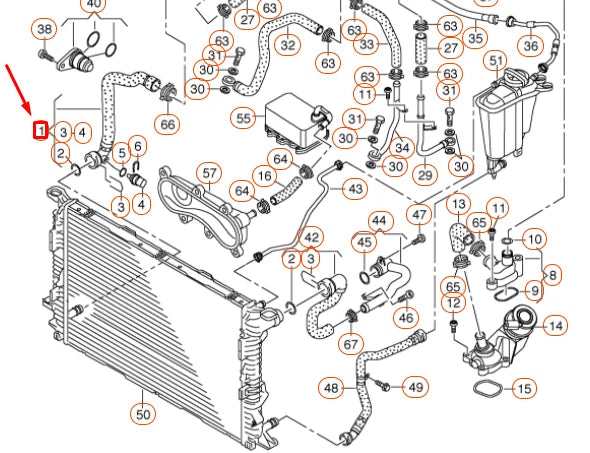 NEW AUDI A4 B8 RIGHT SIDE WATER RADIATOR HOSE 4G0121049L ORIGINAL