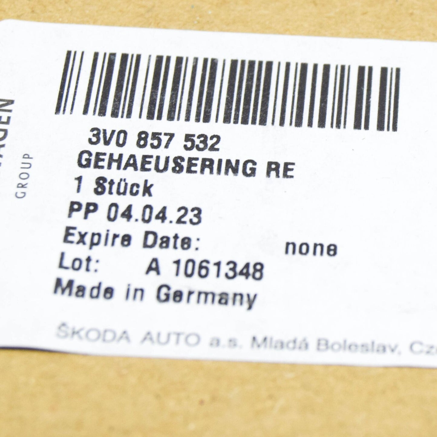 NEW SKODA SUPERB MK3 FRONT RIGHT EXTERIOR MIRROR BEZEL 3V0857532 ORIGINAL