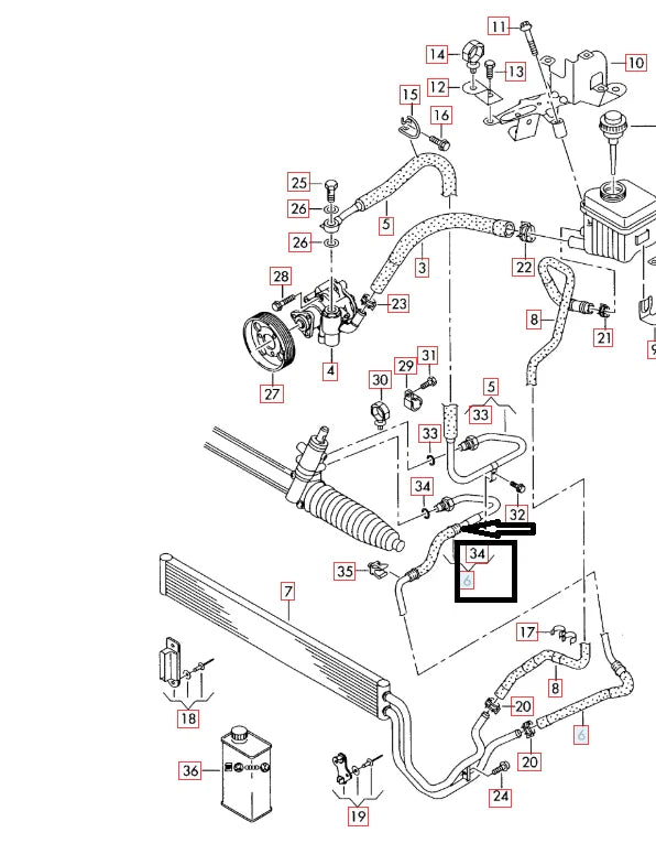 NEW AUDI Q7 4L POWER STEERING RETURN PIPE HOSE TUBE RHD 7L6422891L