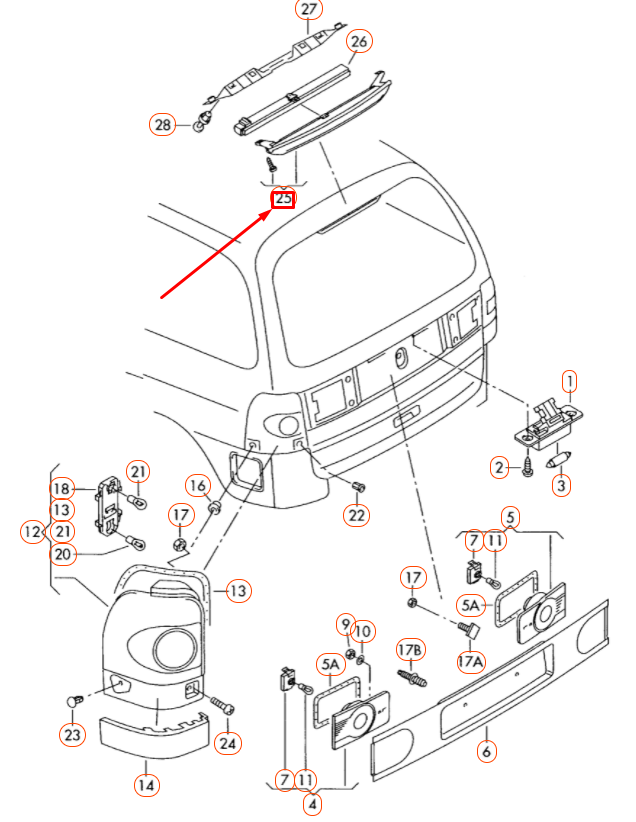 NEW VOLKSWAGEN SHARAN 7M MK1 REAR LID ADDITIONAL BRAKE LIGHT 1J6945121 ORIGINAL