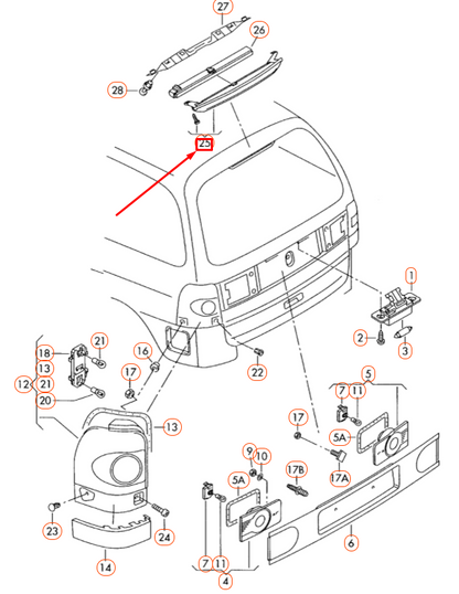 NEW VOLKSWAGEN SHARAN 7M MK1 REAR LID ADDITIONAL BRAKE LIGHT 1J6945121 ORIGINAL