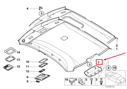 NEW BMW 3 E46 REAR HEADLINER COVER 51448226608 8226608 ORIGINAL