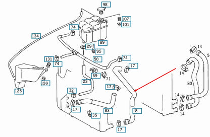 NEW MB S-CLASS W140 RADIATOR UPPER HOSE A1405000875 4.2 PETROL ORIGINAL
