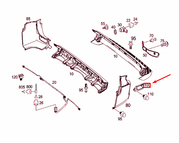 NEW MB SPRINTER 906 REAR BUMPER LEFT CORNER TRIM A90688026719B51 ORIGINAL