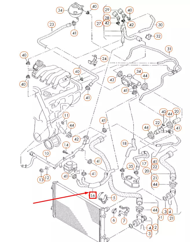NEW VOLKSWAGEN BEETLE 9C ENGINE COOLANT HOSE 1C0121086L ORIGINAL
