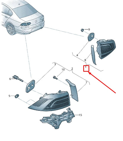 NEW VW PASSAT B8 3G REAR RIGHT SIDE TAILGATE TAILLIGHT 3G5945094C ORIGINAL