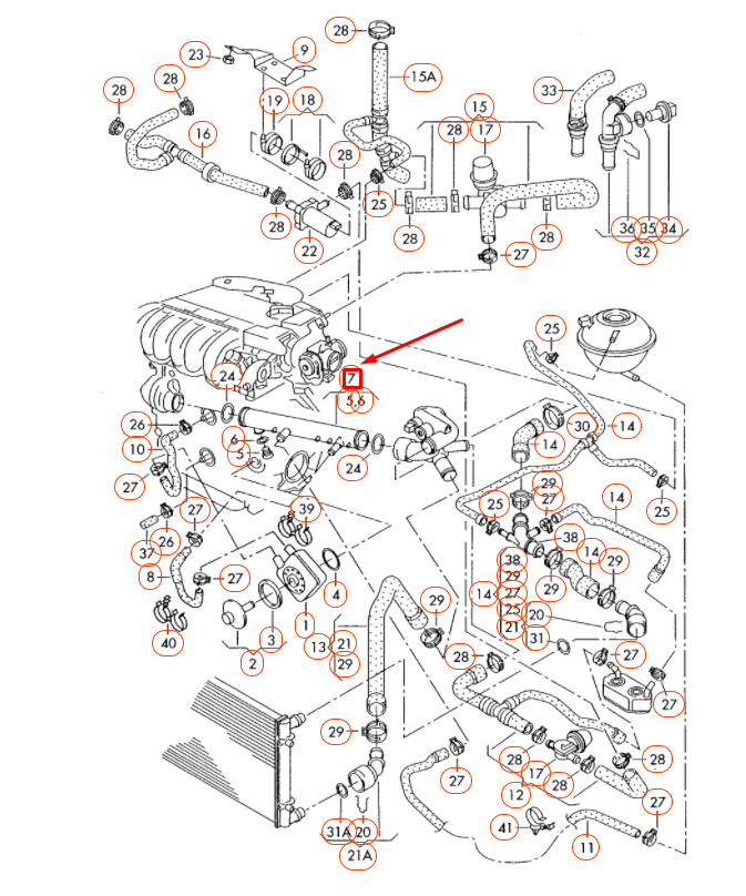 NEW VOLKSWAGEN SHARAN 7M ENGINE COOLANT PIPE 022121050A ORIGINAL