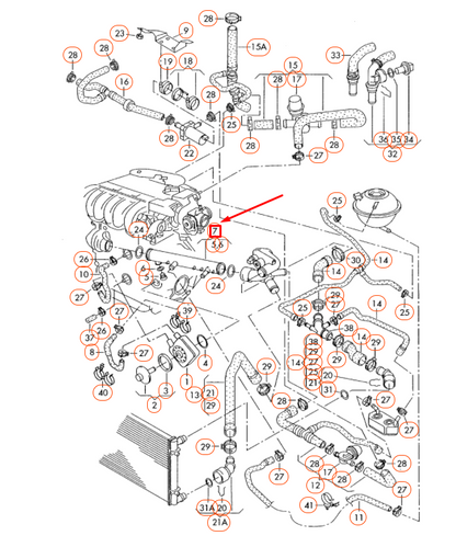 NEW VOLKSWAGEN SHARAN 7M ENGINE COOLANT PIPE 022121050A ORIGINAL