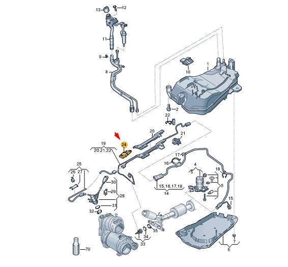 new cupra formentor reduction agent supply line bracket 5wa131327c original