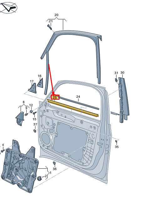 new vw id.3 e11 front right inner window aperture seal 10a837480a original
