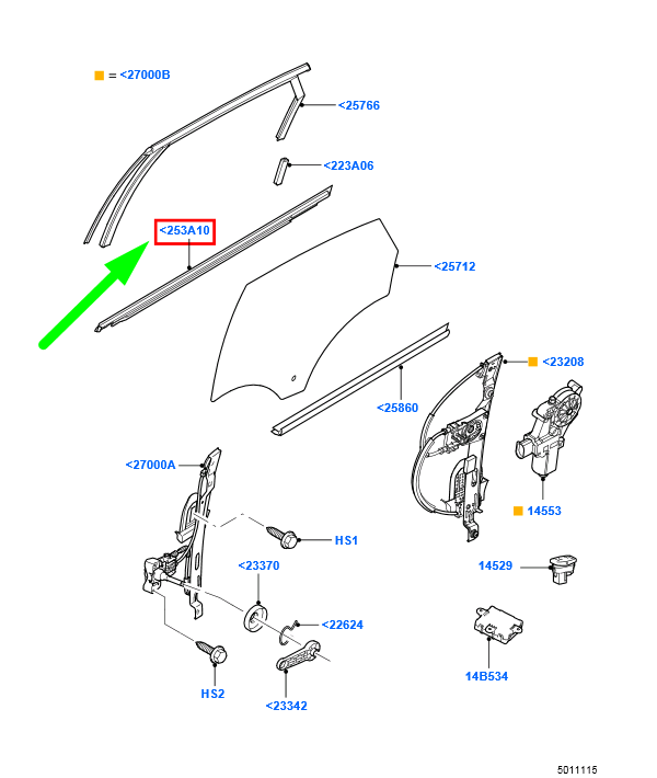 new ford mondeo mk4 rear left door window belt weatherstrip 1742021 original