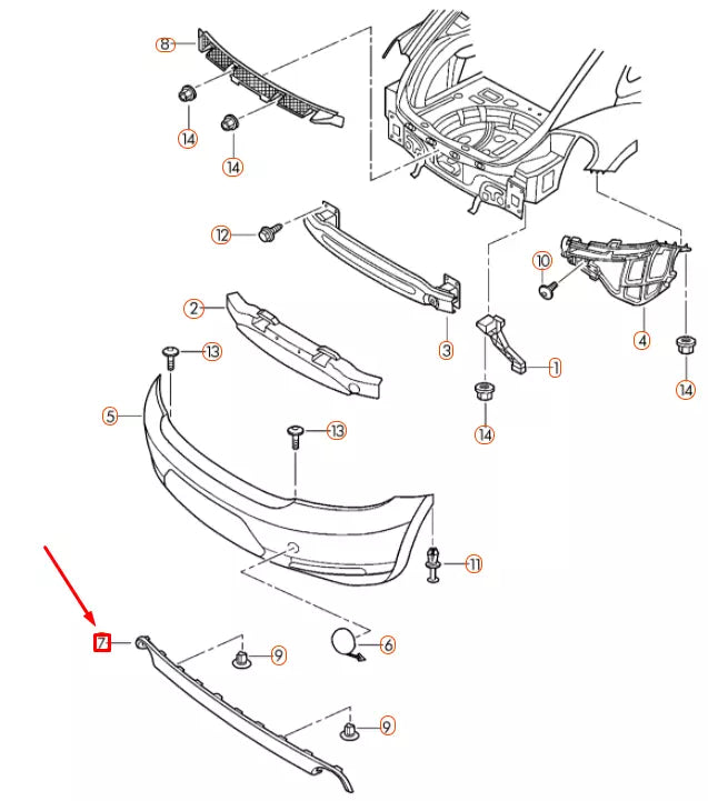 NEW VOLKSWAGEN BEETLE A5 REAR BUMPER LOWER SPOILER 5C5807521D9B9 ORIGINAL