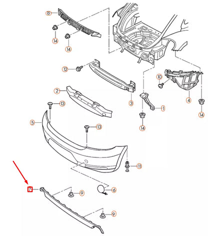 NEW VOLKSWAGEN BEETLE A5 REAR BUMPER LOWER SPOILER 5C5807521D9B9 ORIGINAL