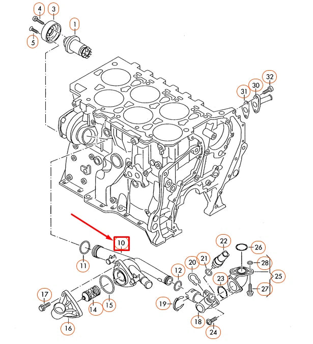 NEW AUDI Q7 4L ENGINE THERMOSTAT HOUSING 03H121117A ORIGINAL
