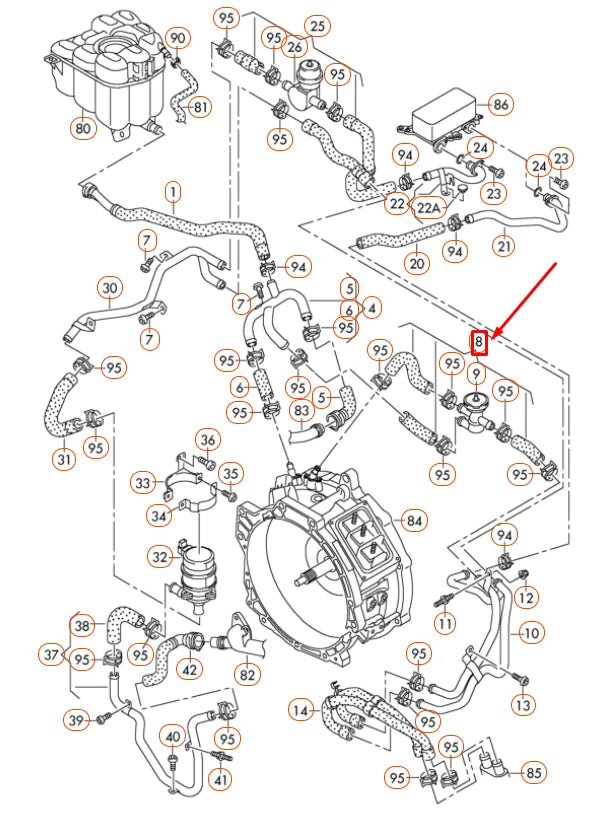 NEW VOLKSWAGEN TOUAREG 7P MK2 COOLANT HOSE WITH VALVE 7P0122073B