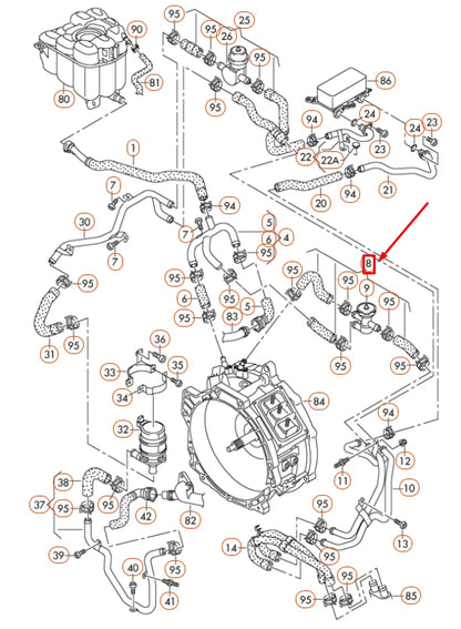 NEW VOLKSWAGEN TOUAREG 7P MK2 COOLANT HOSE WITH VALVE 7P0122073B