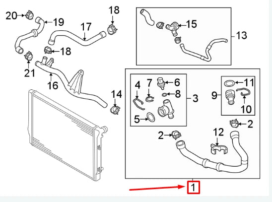 NEW VOLKSWAGEN GOLF MK7 RADIATOR LOWER HOSE 5Q0122051CT