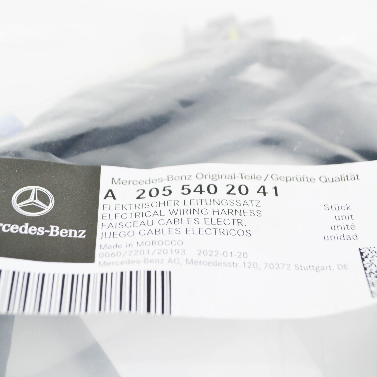 NEW MB C W205 FRONT BUMPER ELECTRICAL WIRING HARNESS A2055402041 ORIGINAL