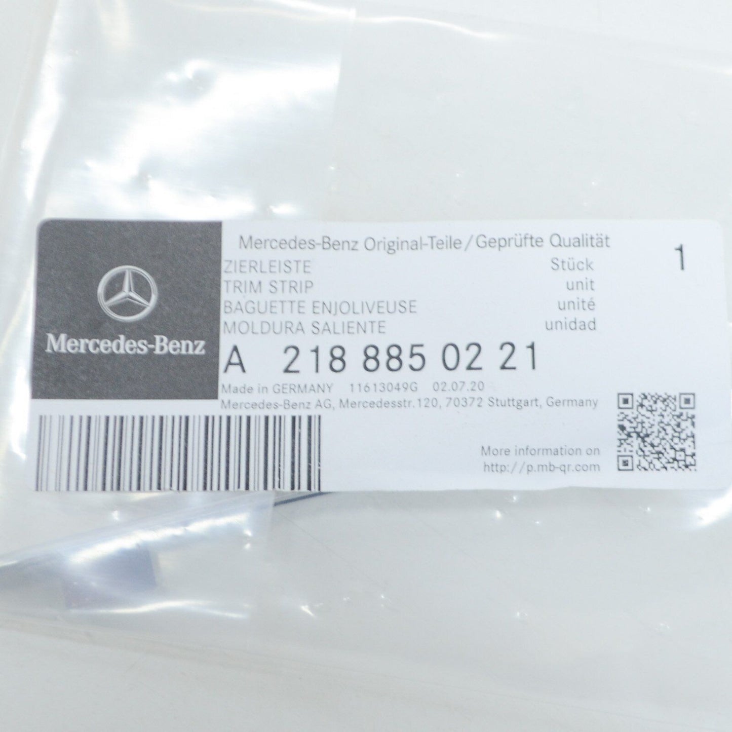 NEW MB CLS C218 FRONT BUMPER RIGHT CHROME MOULDING TRIM A2188850221 ORIGINAL