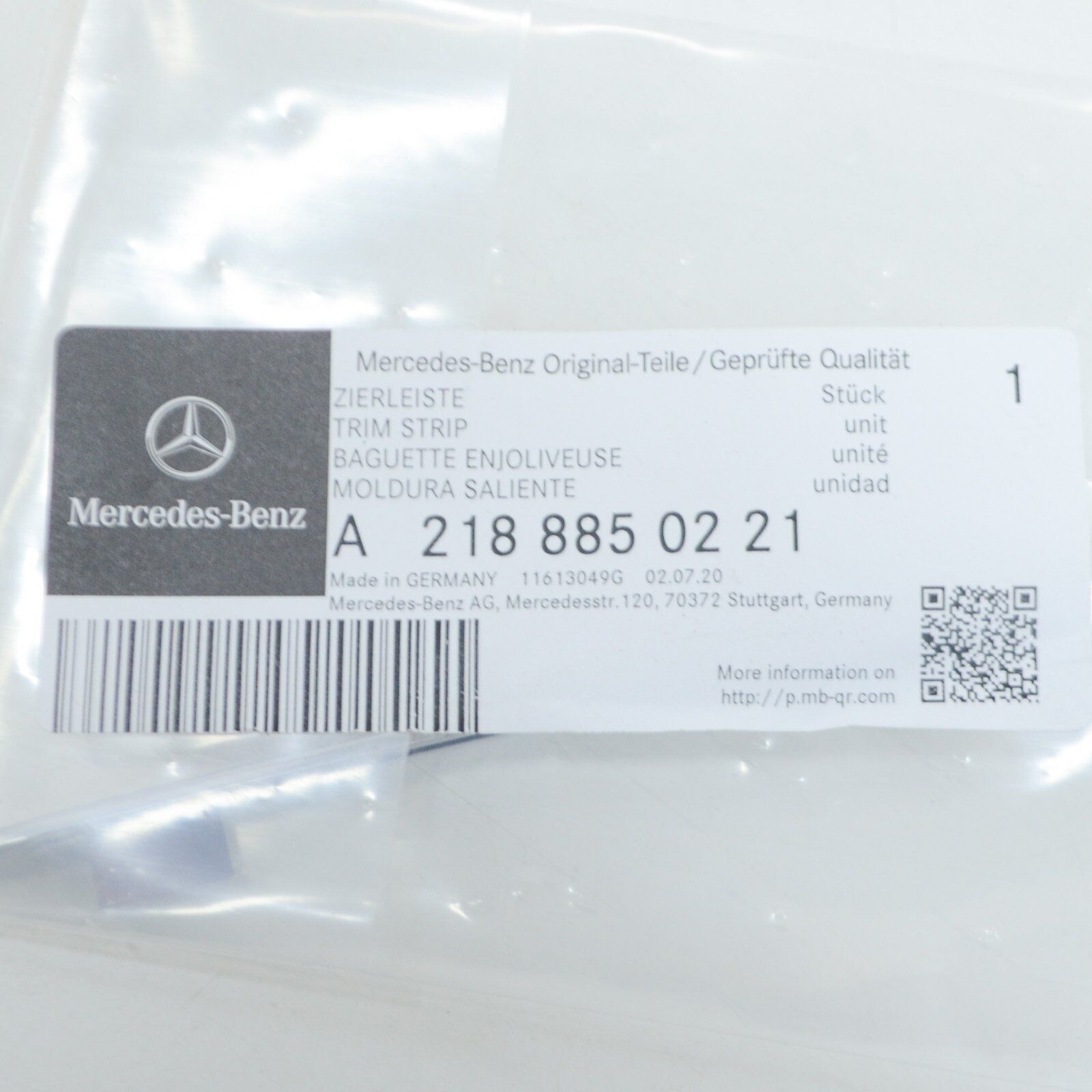 NEW MB CLS C218 FRONT BUMPER RIGHT CHROME MOULDING TRIM A2188850221 ORIGINAL