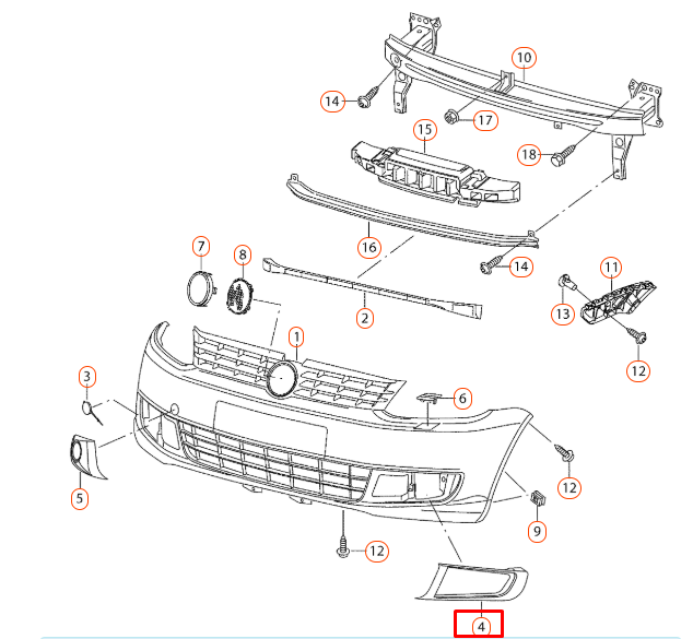 NEW VOLKSWAGEN CADDY 2K FRONT BUMPER RIGHT GRILLE TRIM 2K58536669B9 ORIGINAL