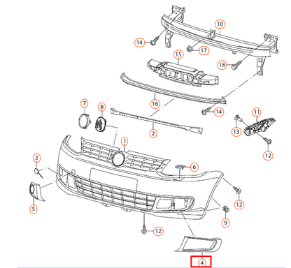 NEW VOLKSWAGEN CADDY 2K FRONT BUMPER RIGHT GRILLE TRIM 2K58536669B9 ORIGINAL