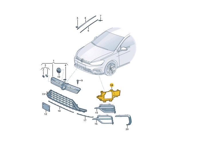 NEW VOLKSWAGEN GOLF MK7 R FRONT RIGHT CLOSING ELEMENT 5G0853950M9B9 ORIGINAL