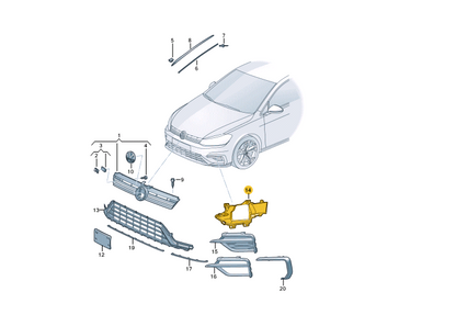 NEW VOLKSWAGEN GOLF MK7 R FRONT RIGHT CLOSING ELEMENT 5G0853950M9B9 ORIGINAL