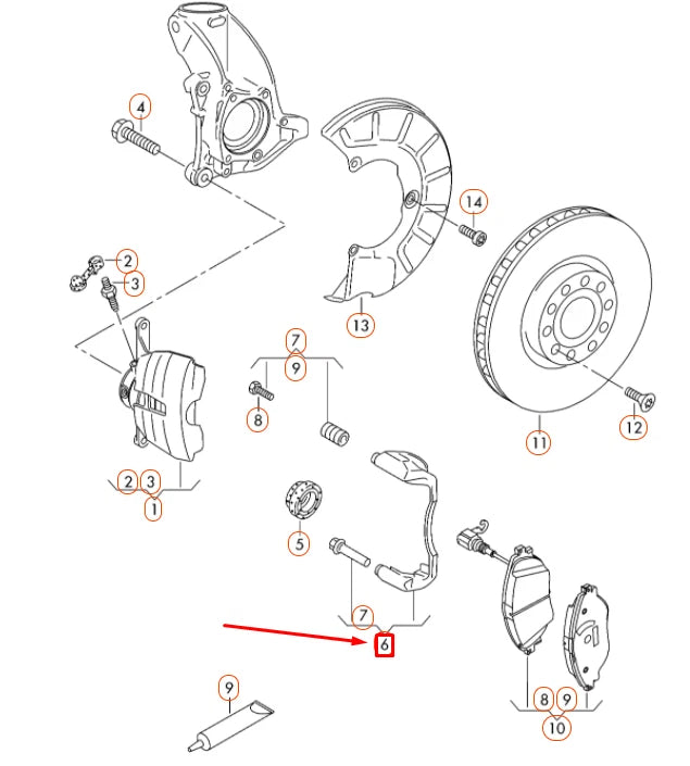 NEW VOLKSWAGEN CC FRONT LEFT BRAKE CALIPER CARRIER 3C0615125B ORIGINAL