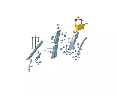 NEW VOLKSWAGEN GOLF MK7 5G REAR LEFT UPPER C PILLAR TRIM 5G3867287C82V ORIGINAL