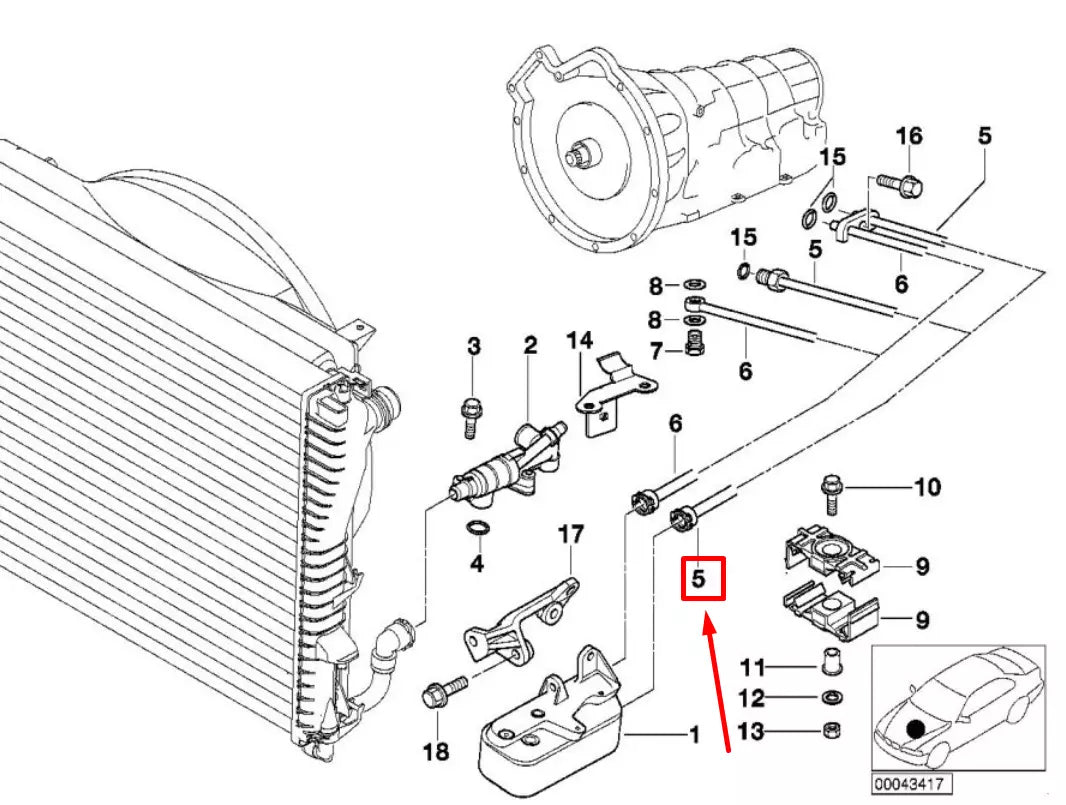 NEW BMW 5 E39 OIL COOLER OUTLET HOSE 1711465 17221711465 ORIGINAL
