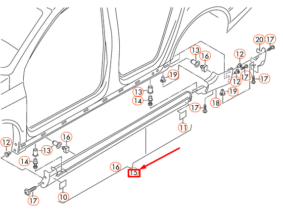new vw passat 3c b6 satin black left side member trim 3c0853855b9b9 original