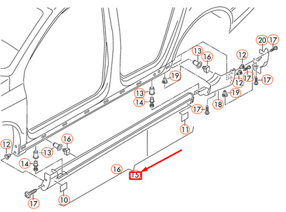 new vw passat 3c b6 satin black left side member trim 3c0853855b9b9 original