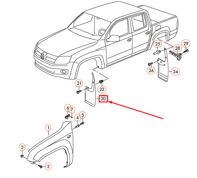 NEW VOLKSWAGEN AMAROK FRONT LEFT MUD FLAP 2H0821809G9B9 ORIGINAL