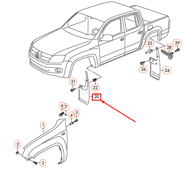 NEW VOLKSWAGEN AMAROK FRONT RIGHT MUD FLAP 2H0821810F9B9 ORIGINAL