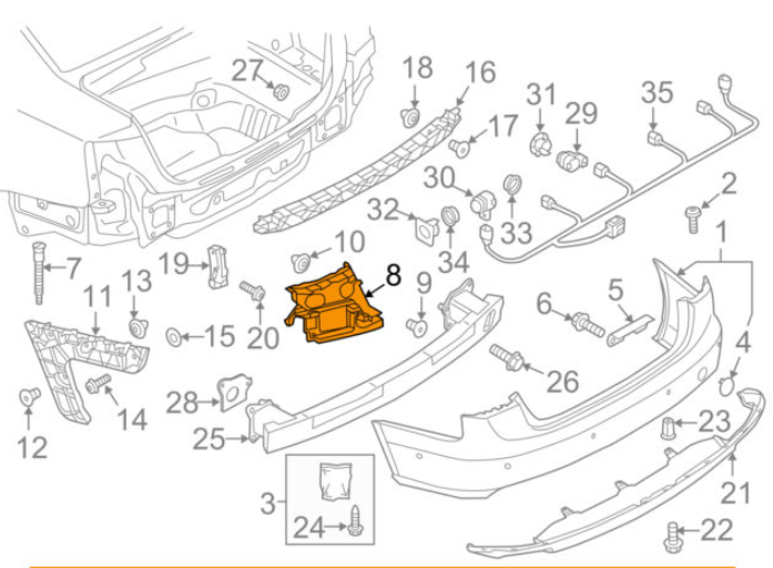 new audi a6 c7 rear left upper bumper bracket 4g5807393a original