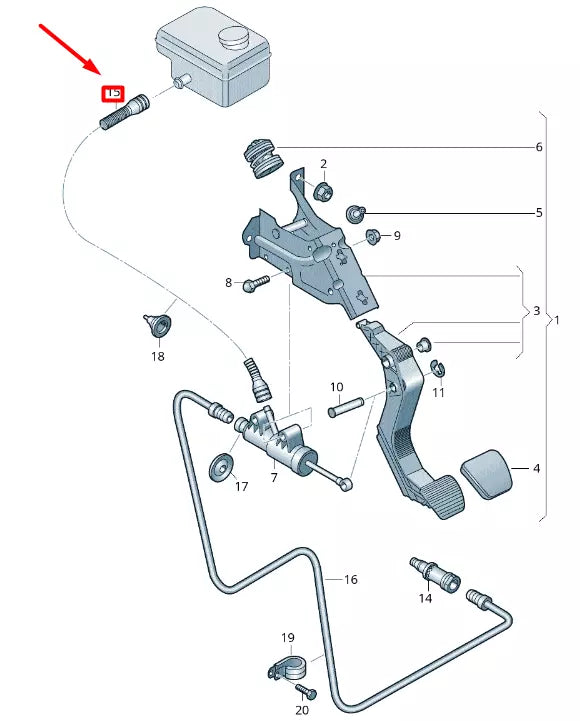 NEW VOLKSWAGEN CRAFTER 2F MK1 CLUTCH PEDAL MECHANISM HOSE 2E0721452
