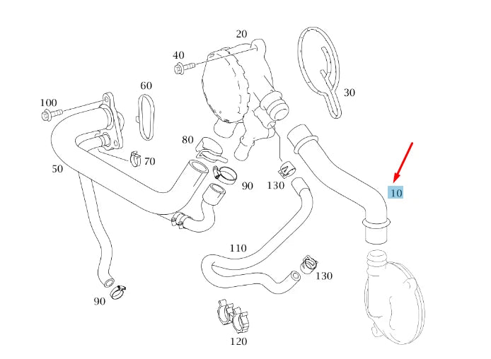 NEW MB ML W164 CRANKCASE COVER/PRESSURE CONTROL VALVE HOSE A6290180582 ORIGINAL