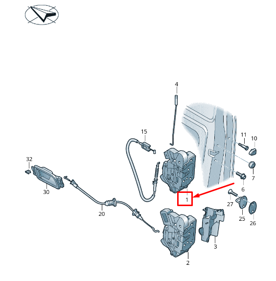 new vw amarok 2h front left door lock lhd 2h1837015f original
