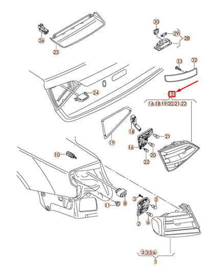 NEW AUDI A4 B8 REAR LEFT SIDE LED INNER TAILLIGHT 8K5945093K ORIGINAL