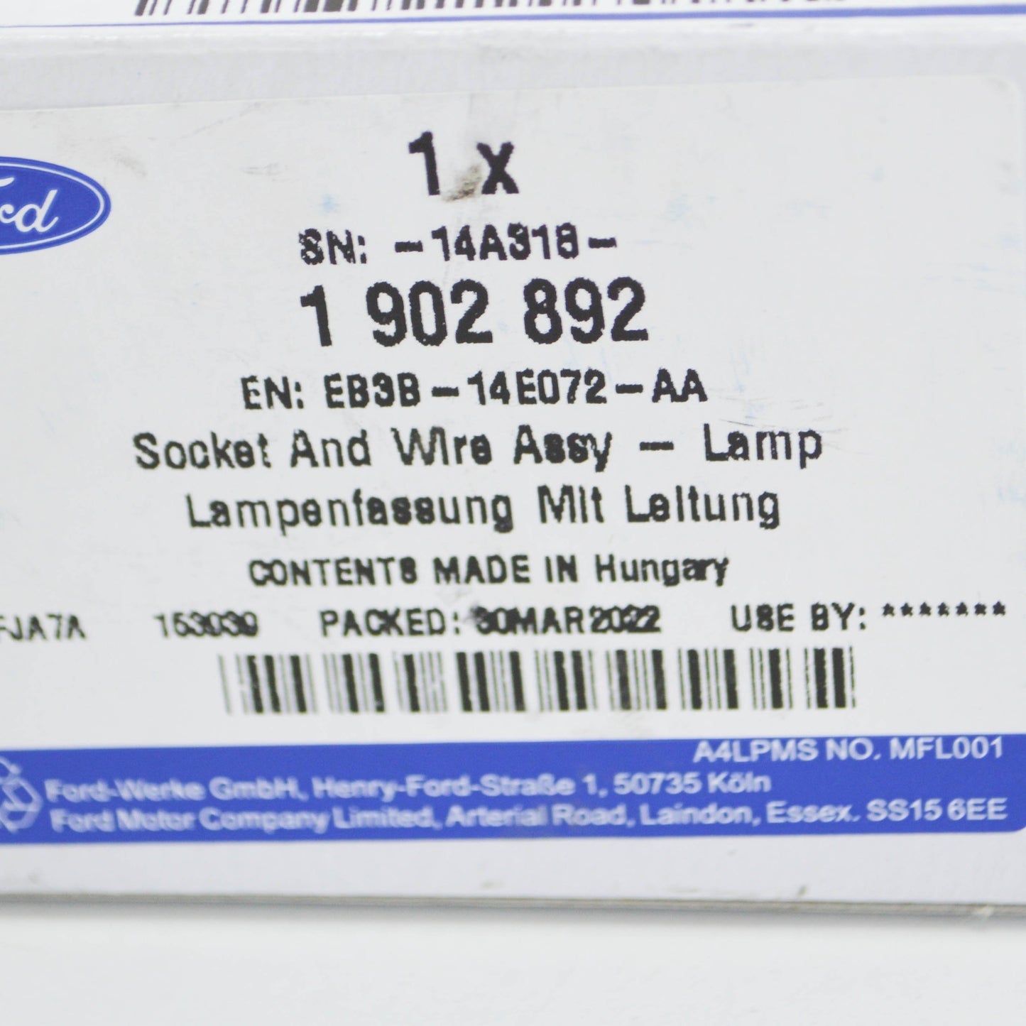 new ford ranger t6 front right door lamp socket and wire 1902892 original