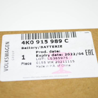 NEW AUDI E-TRON GT BATTERY FOR EMERGENCY SUPPLY 4K0915989C ORIGINAL