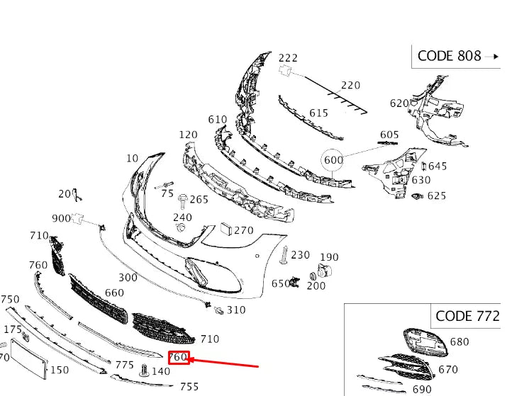 NEW MERCEDES-BENZ S W222 FRONT BUMPER LEFT TRIM STRIP A2228851200 ORIGINAL