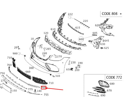 NEW MERCEDES-BENZ S W222 FRONT BUMPER LEFT TRIM STRIP A2228851200 ORIGINAL