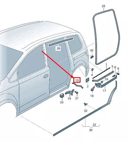 NEW VW SHARAN 7N RIGHT SLIDING DOOR RUBBER SEAL 7N0868624C