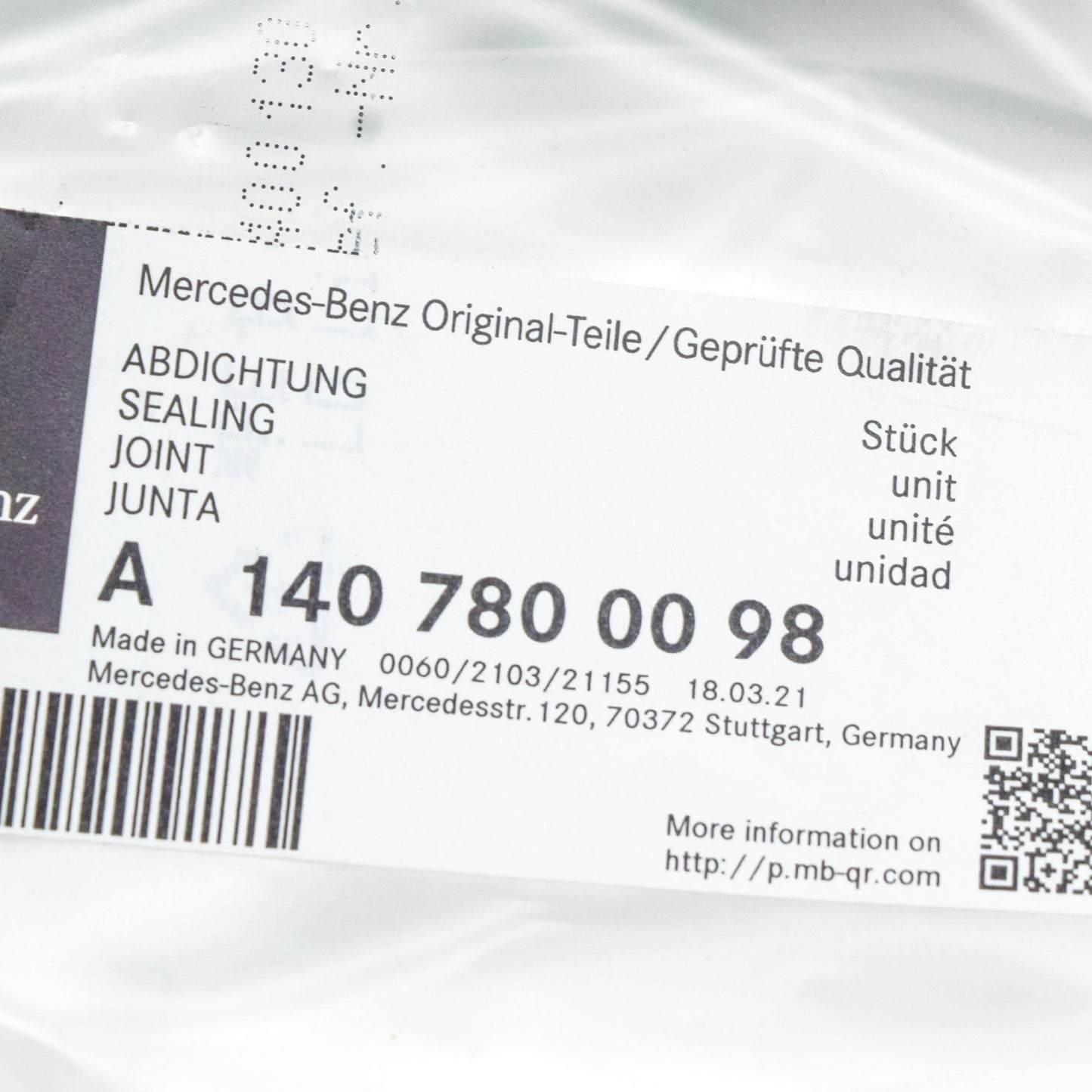 NEW MERCEDES-BENZ S W140 SLIDING ROOF SEAL A1407800098 ORIGINAL