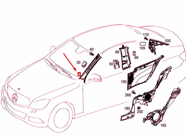 NEW MERCEDES-BENZ C W204 RIGHT A-PILLAR TRIM A20469046269H86 ORIGINAL