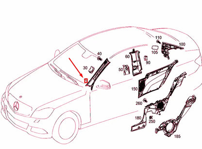 NEW MERCEDES-BENZ C W204 RIGHT A-PILLAR TRIM A20469046269H86 ORIGINAL